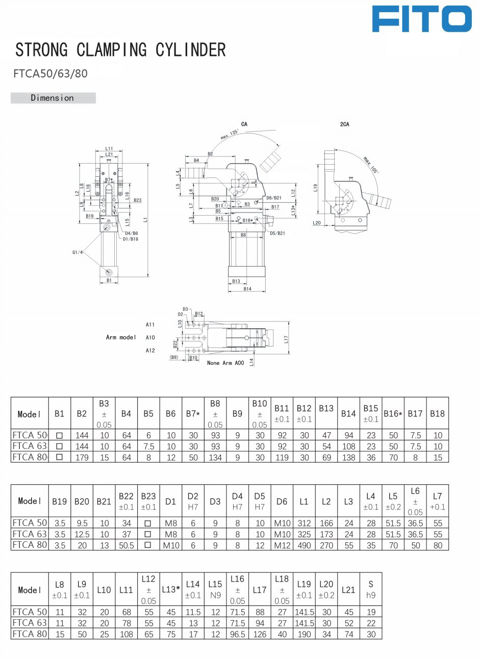 TUNKERS Replace Pneumatic Power Clamping Cylinder FTCA 63 6