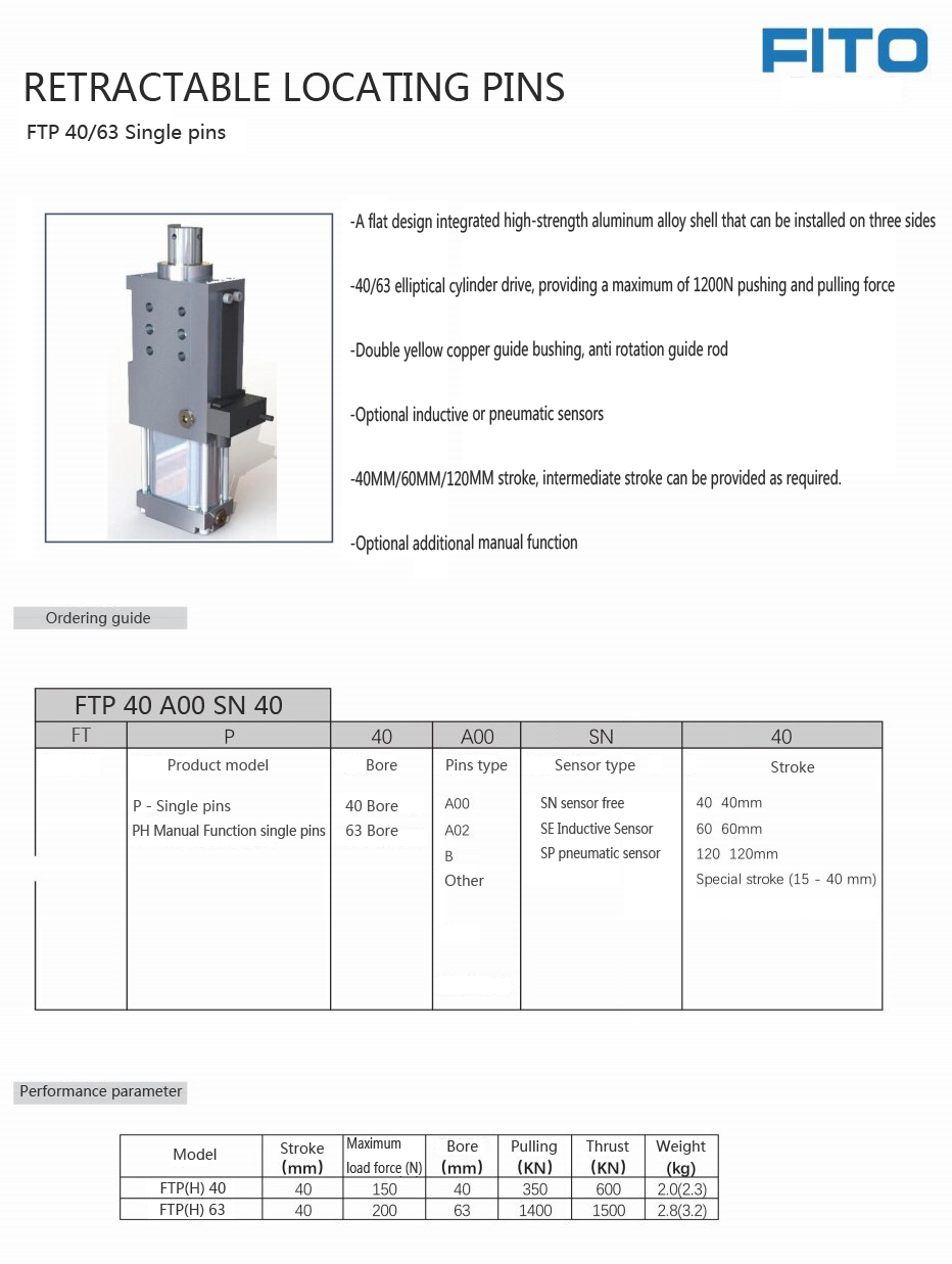 TUNKERS Replace Retractable Locat Pin FTP 40 5