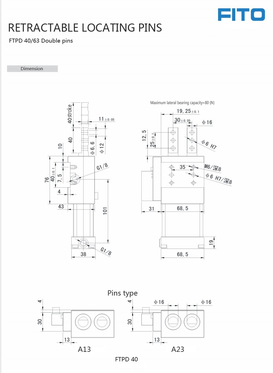 TUNKERS Replace Retractable Locat Pin FTPD 40 6